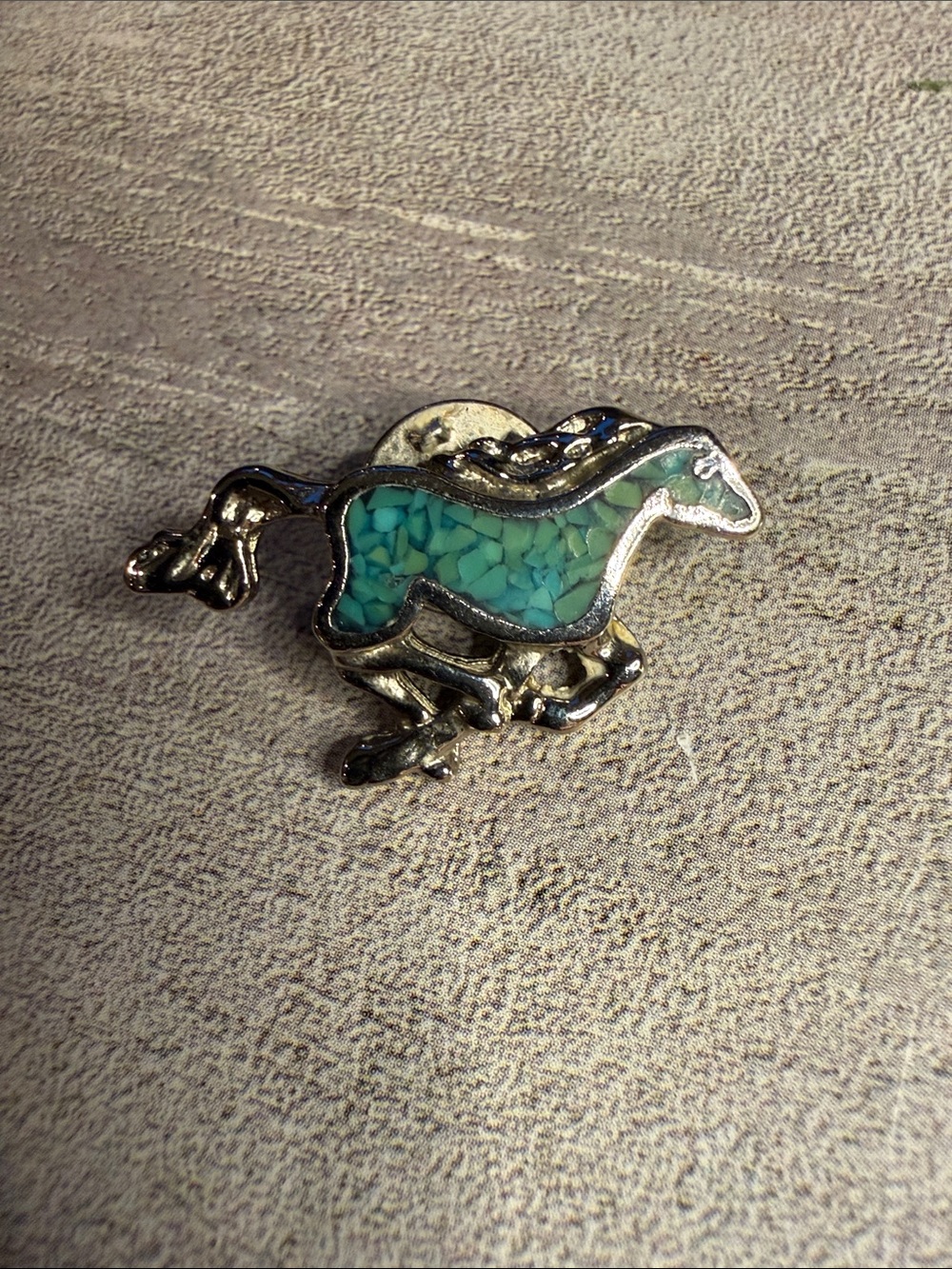 Turquoise Mosaic Horse Pin